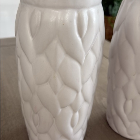 White Textured Ceramic Tall Candle Holders